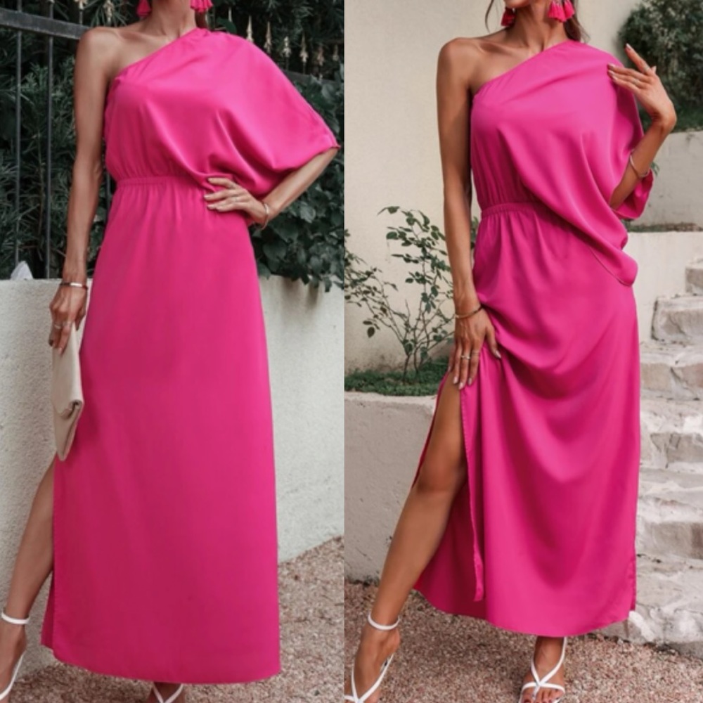 Boho one shoulder slit thigh maxi dress - Picture 7 of 13